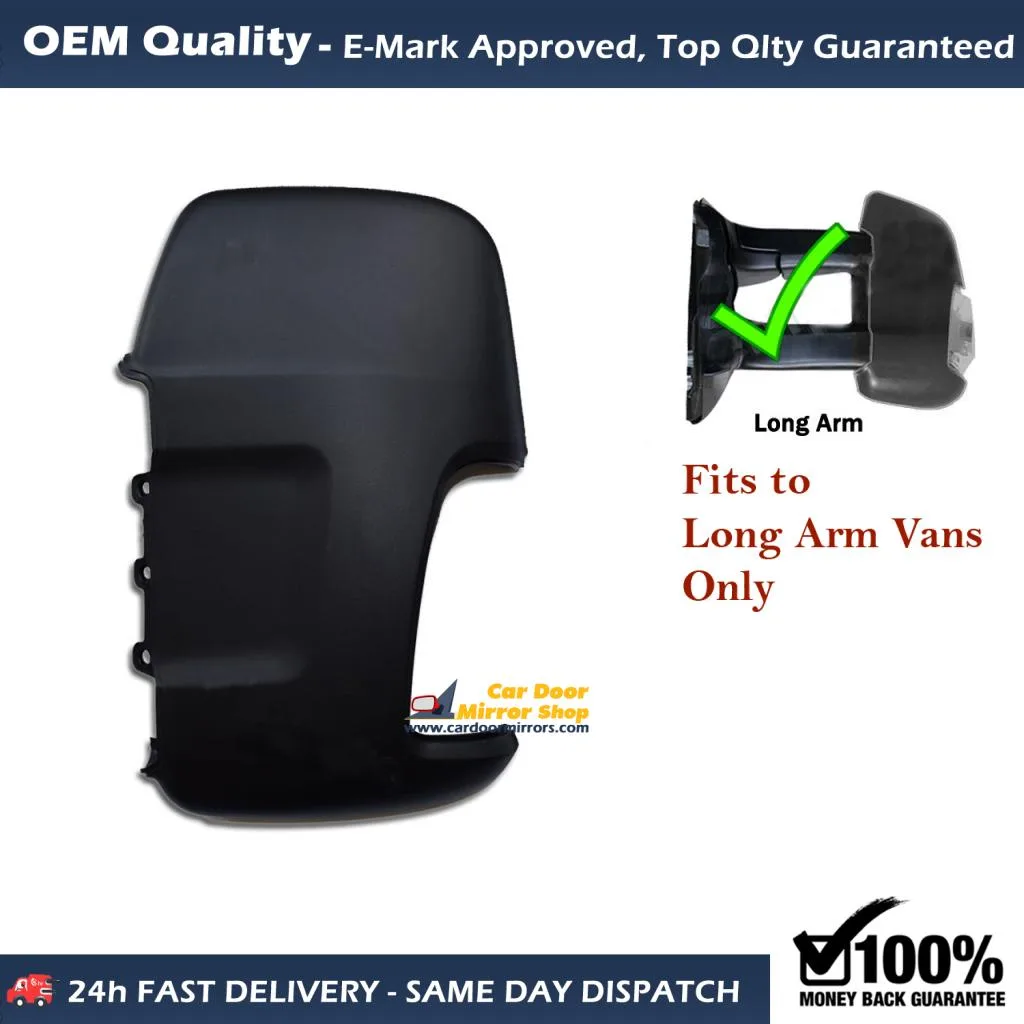 Ford Transit VAN Wing Mirror Cover 2014-2025 — Black, Long Arm — Left Passenger Side