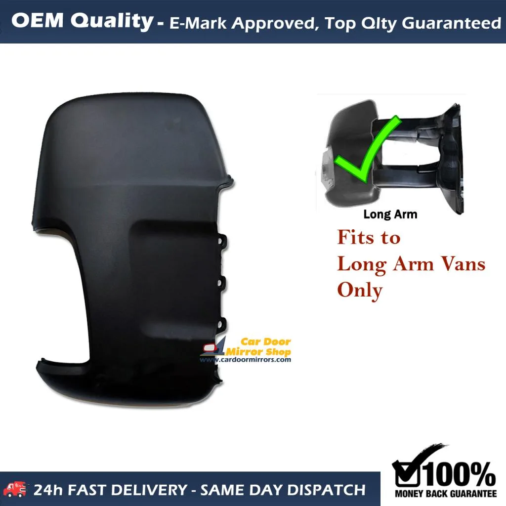 Ford Transit VAN Wing Mirror Cover 2014-2025 — Black, Long Arm — Right Driver Side