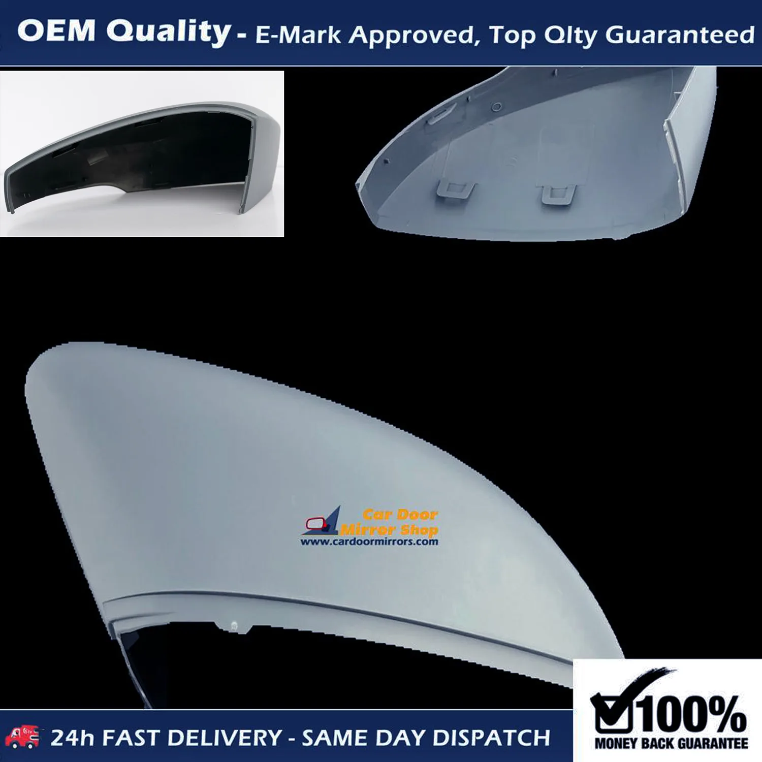 Volkswagen Polo Wing Mirror Cover 2009-2017 — Primed — Left Passenger Side