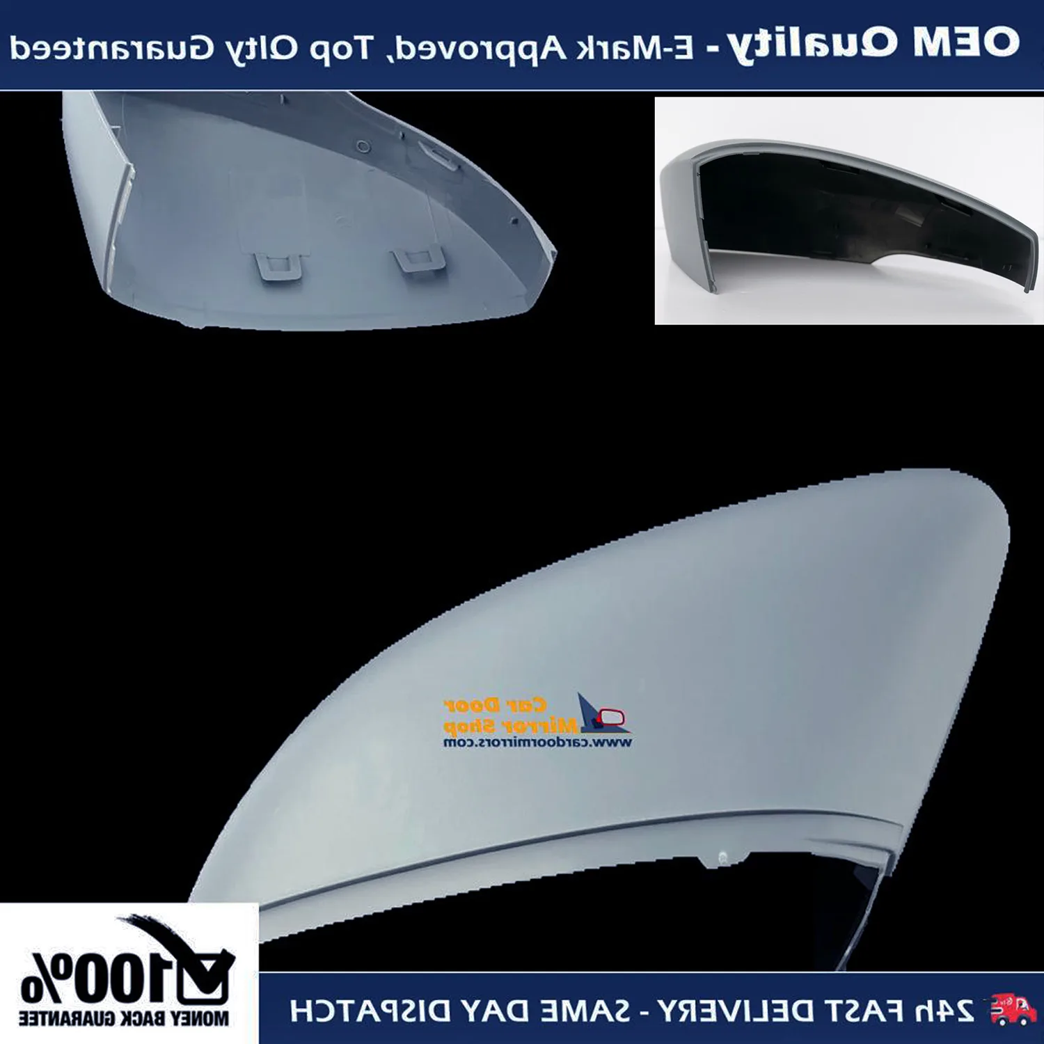 Volkswagen Polo Wing Mirror Cover 2015-2017 — Primed — Right Driver Side