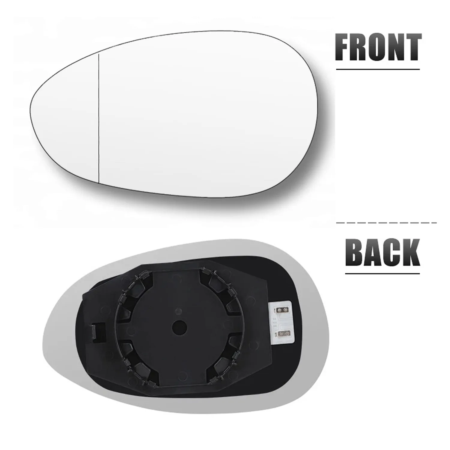 Fiat Punto Clip-on Wing Mirror Glass 2007 onwards — Heated, Convex — Left Passenger Side