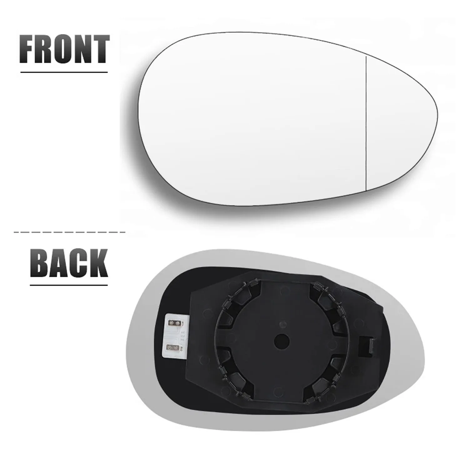Fiat Punto Clip-on Wing Mirror Glass 2007 onwards — Heated, Convex — Right Driver Side