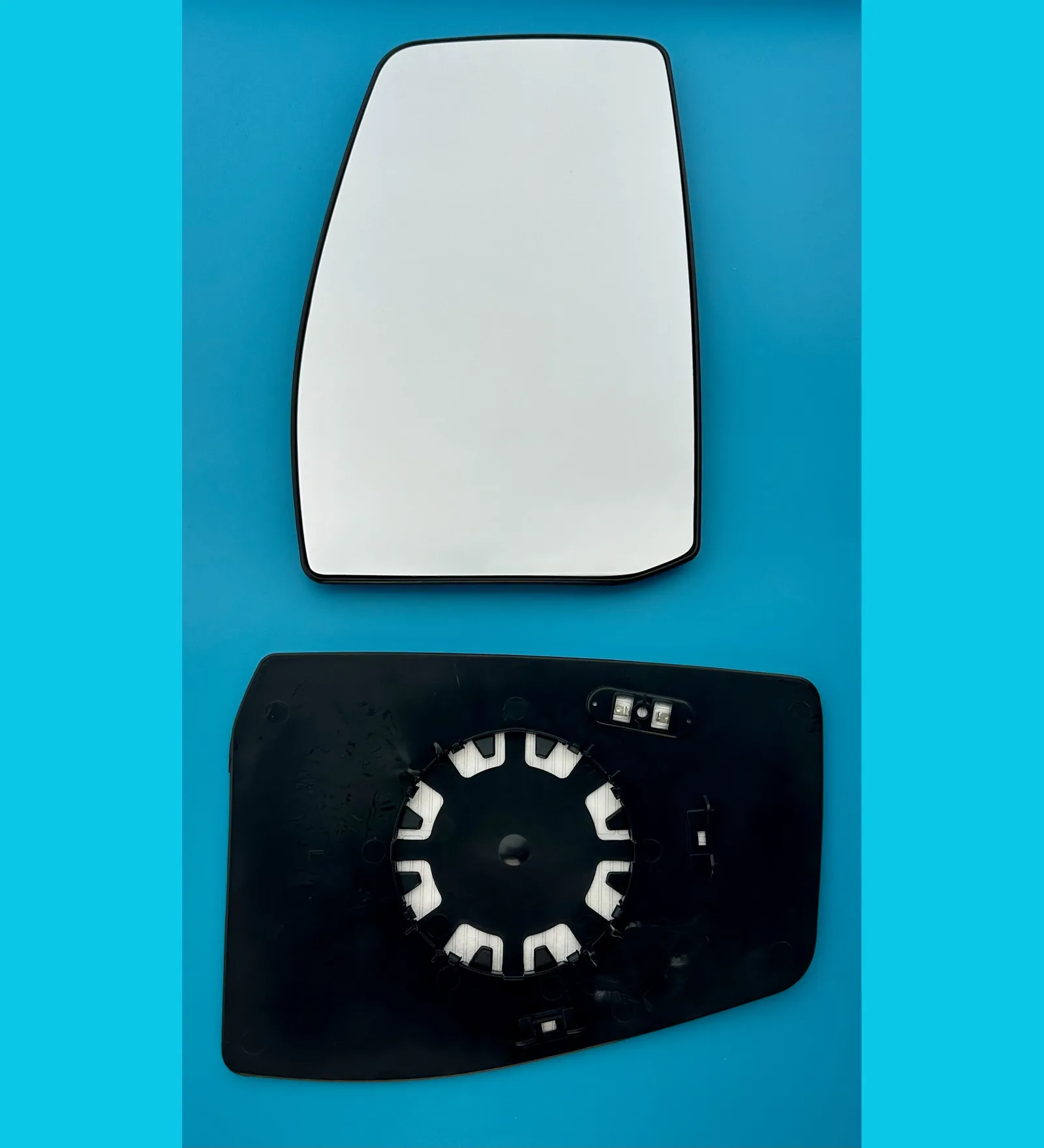 Ford Transit Custom Clip-on Wing Mirror Glass 2020-2023 — Heated, Convex, Chrome — Left Passenger Side
