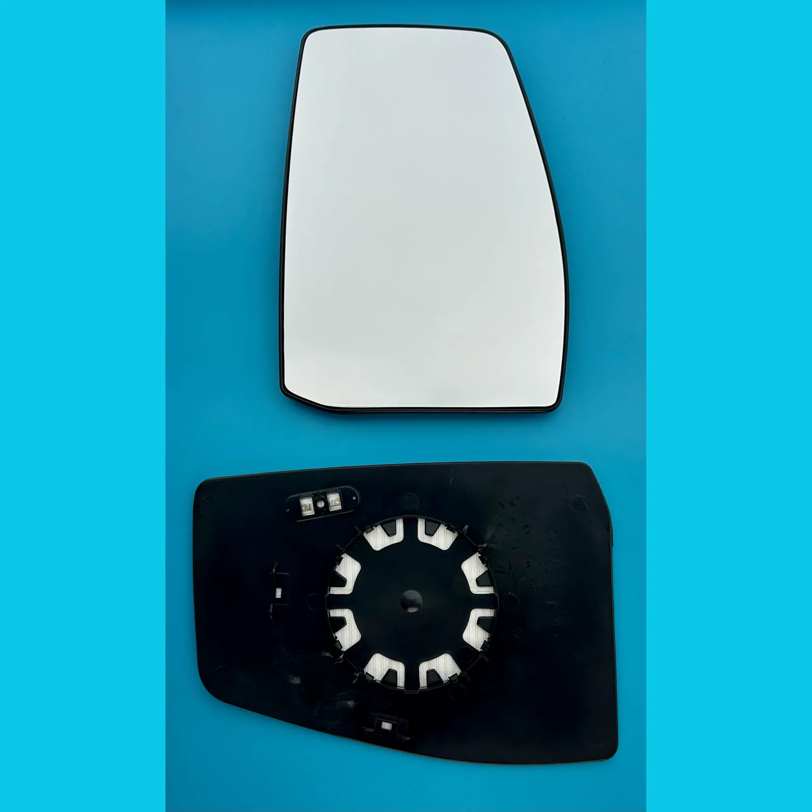 Ford Transit Custom Clip-on Wing Mirror Glass 2020-2023 — Heated, Convex, Chrome — Right Driver Side