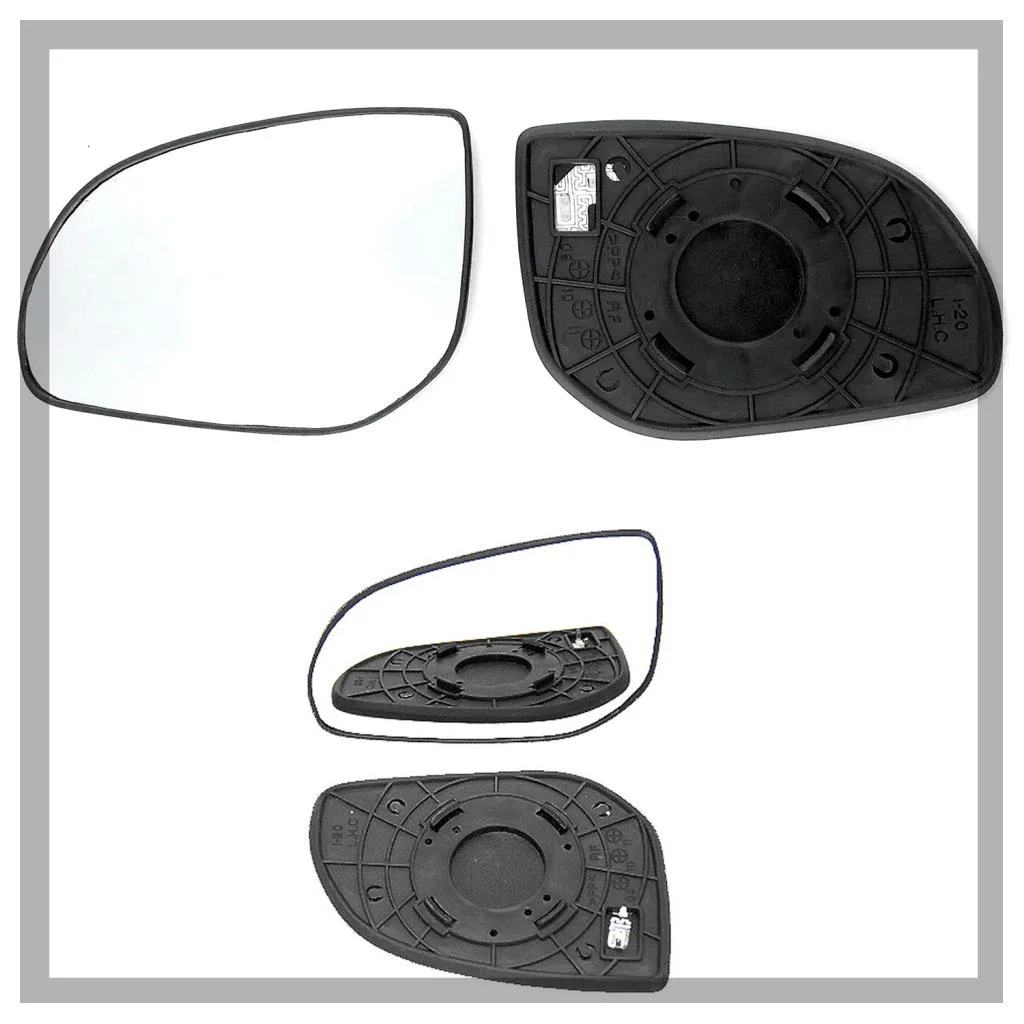 Hyundai i20 Clip-on Wing Mirror Glass 2009-2012 — Heated, Convex — Left Passenger Side