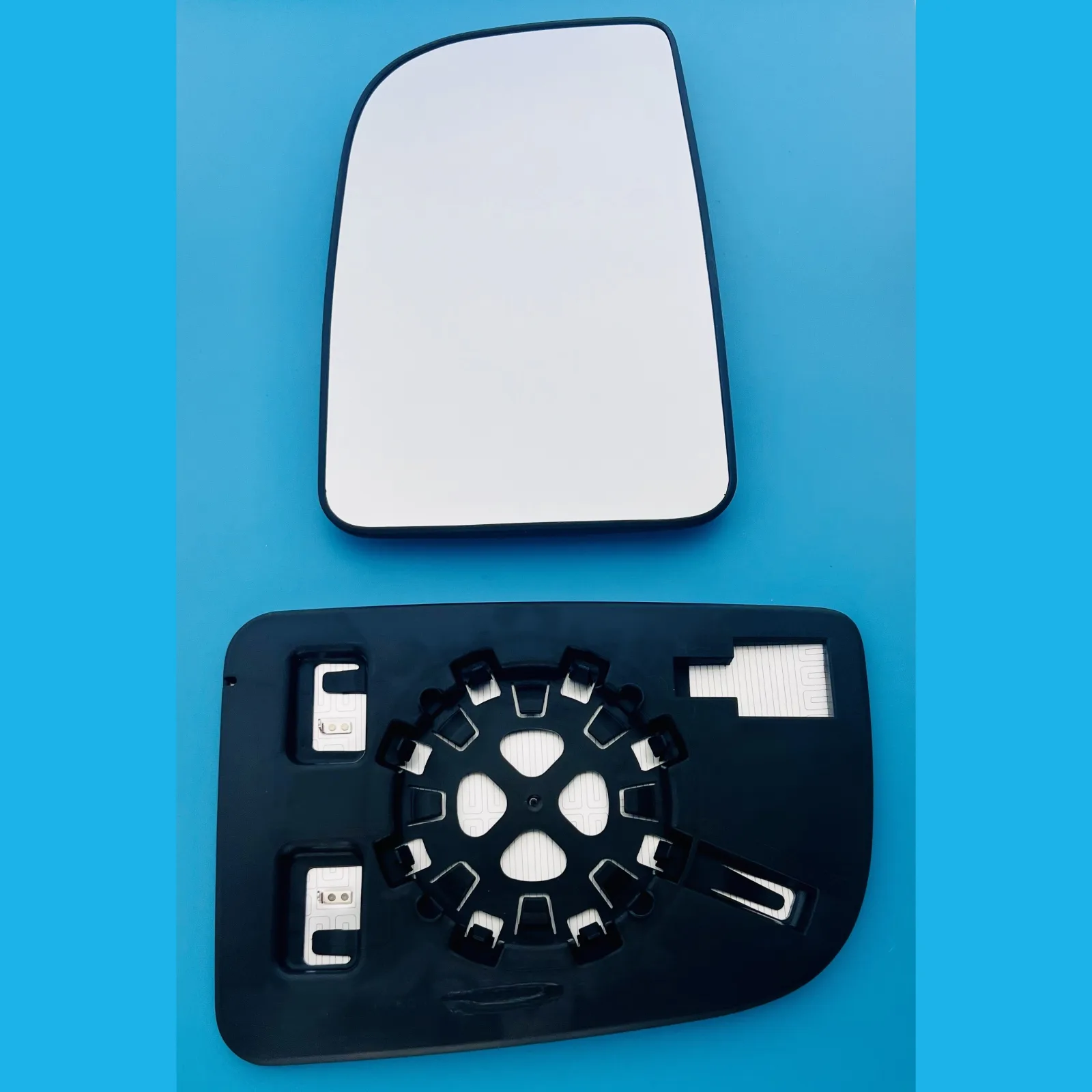 Mercedes Sprinter Clip-on Wing Mirror Glass 2018-2024 — Heated, Convex, Blind-Spot, Chrome — Left Passenger Side