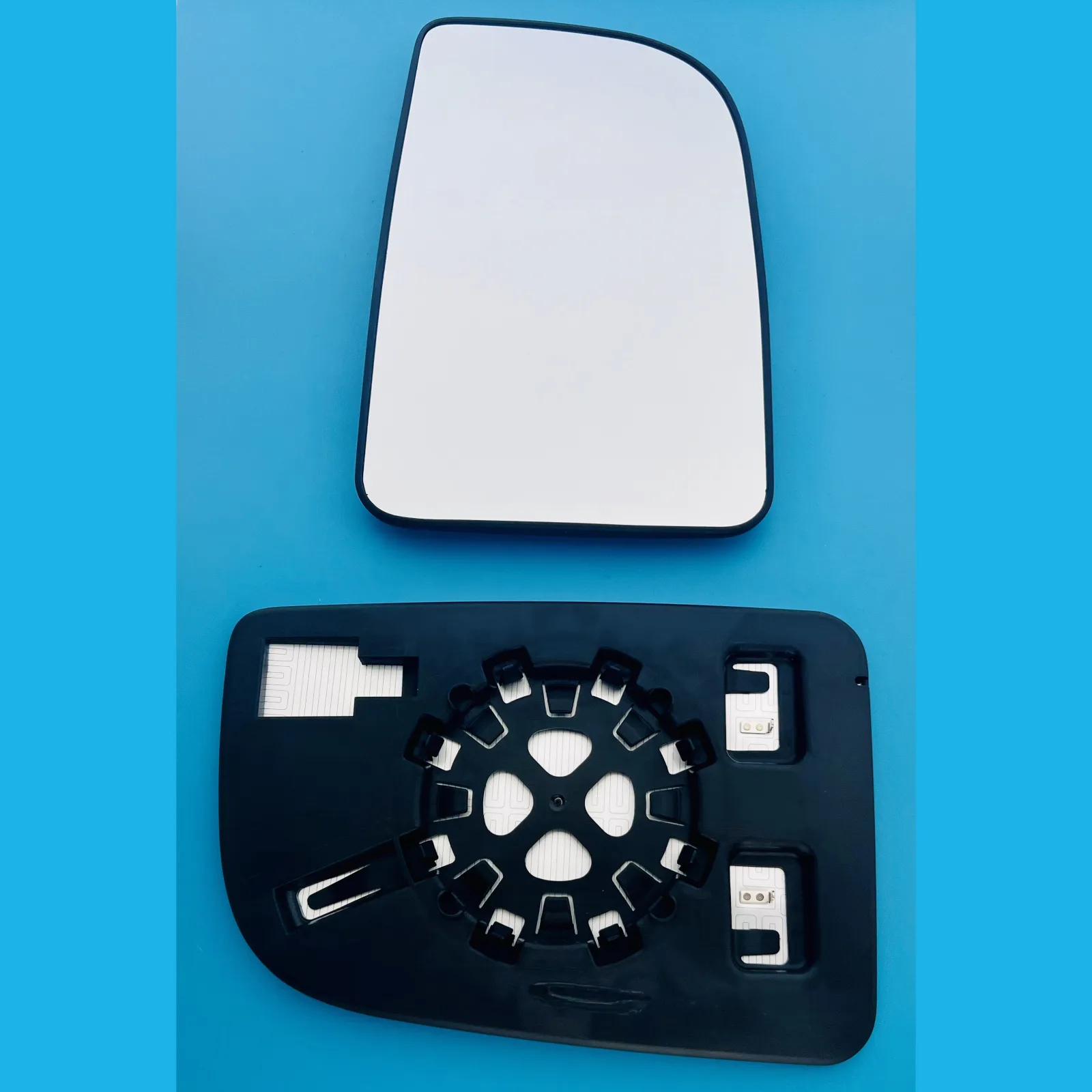 Mercedes Sprinter Clip-on Wing Mirror Glass 2018-2024 — Heated, Convex, Blind-Spot, Chrome — Right Driver Side