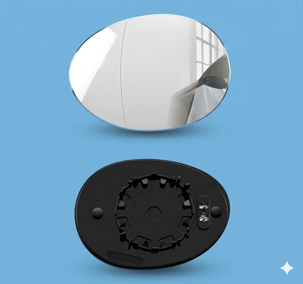 Clip on Wing Mirror Glass — Left Passenger Side