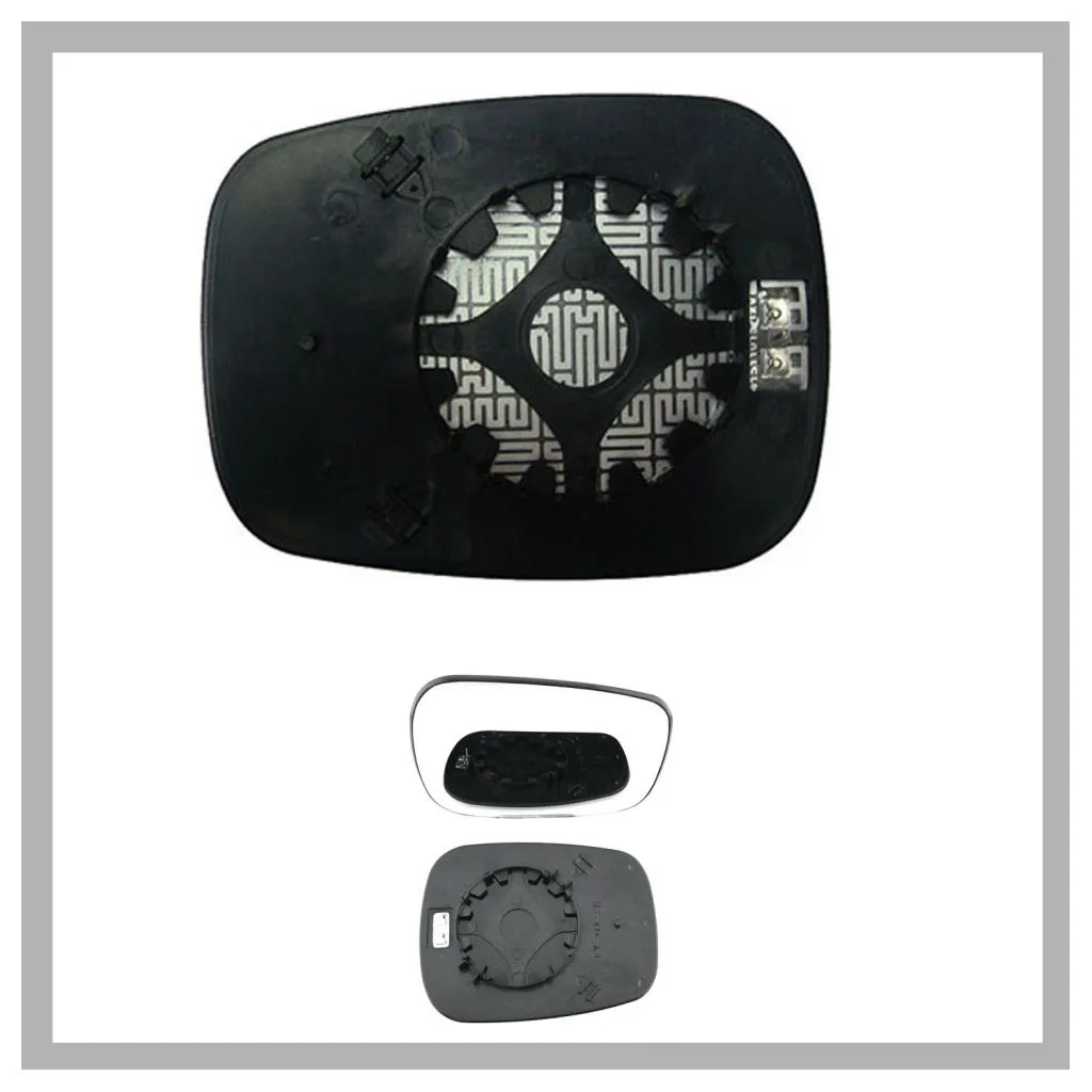 Renault Kangoo Clip-on Wing Mirror Glass 2001-2008 — Non-heated, Convex — Pair (Left Passenger + Right Driver)