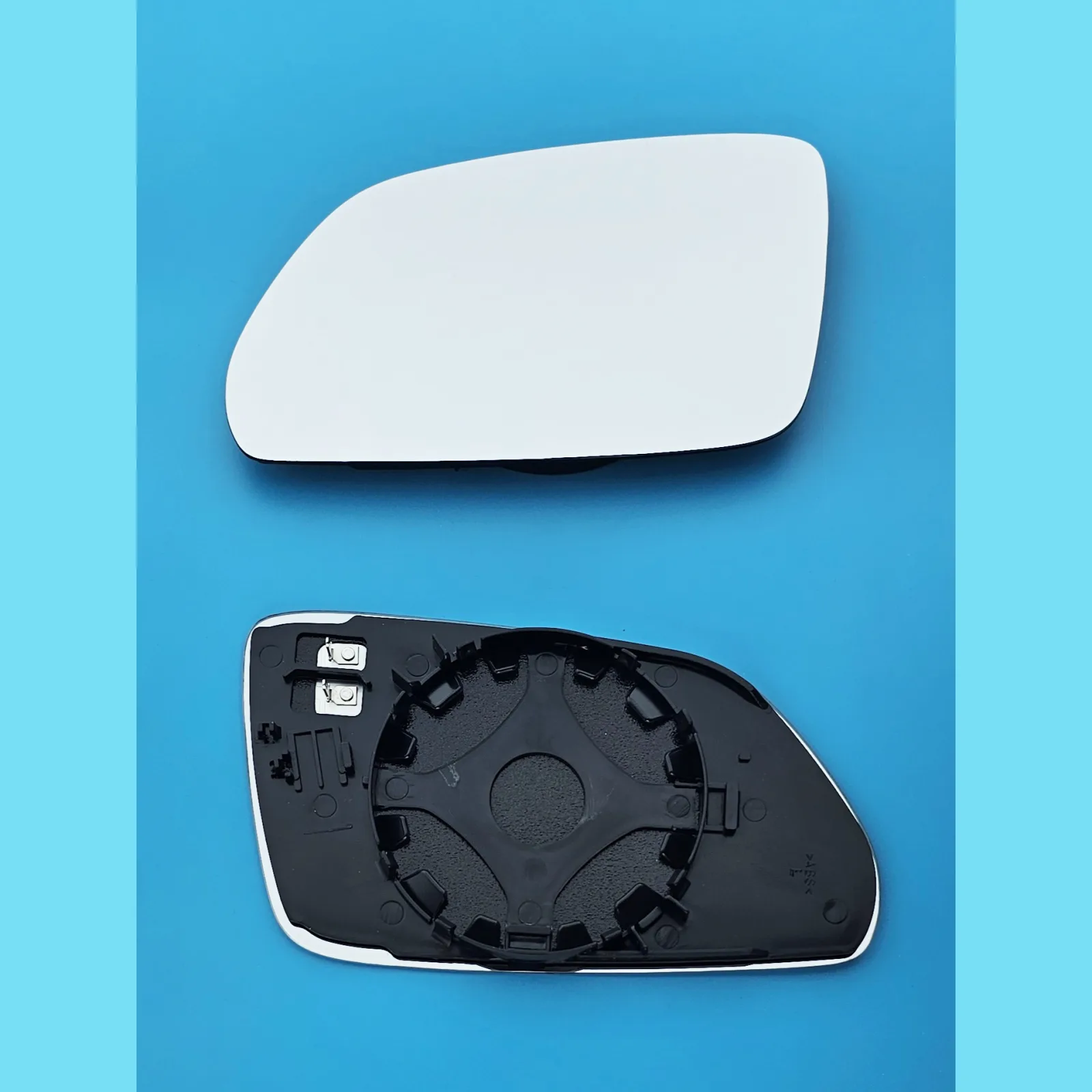 Skoda Octavia Clip-on Wing Mirror Glass 2004-2008 — Heated, Convex, Blue Tinted — Left Passenger Side