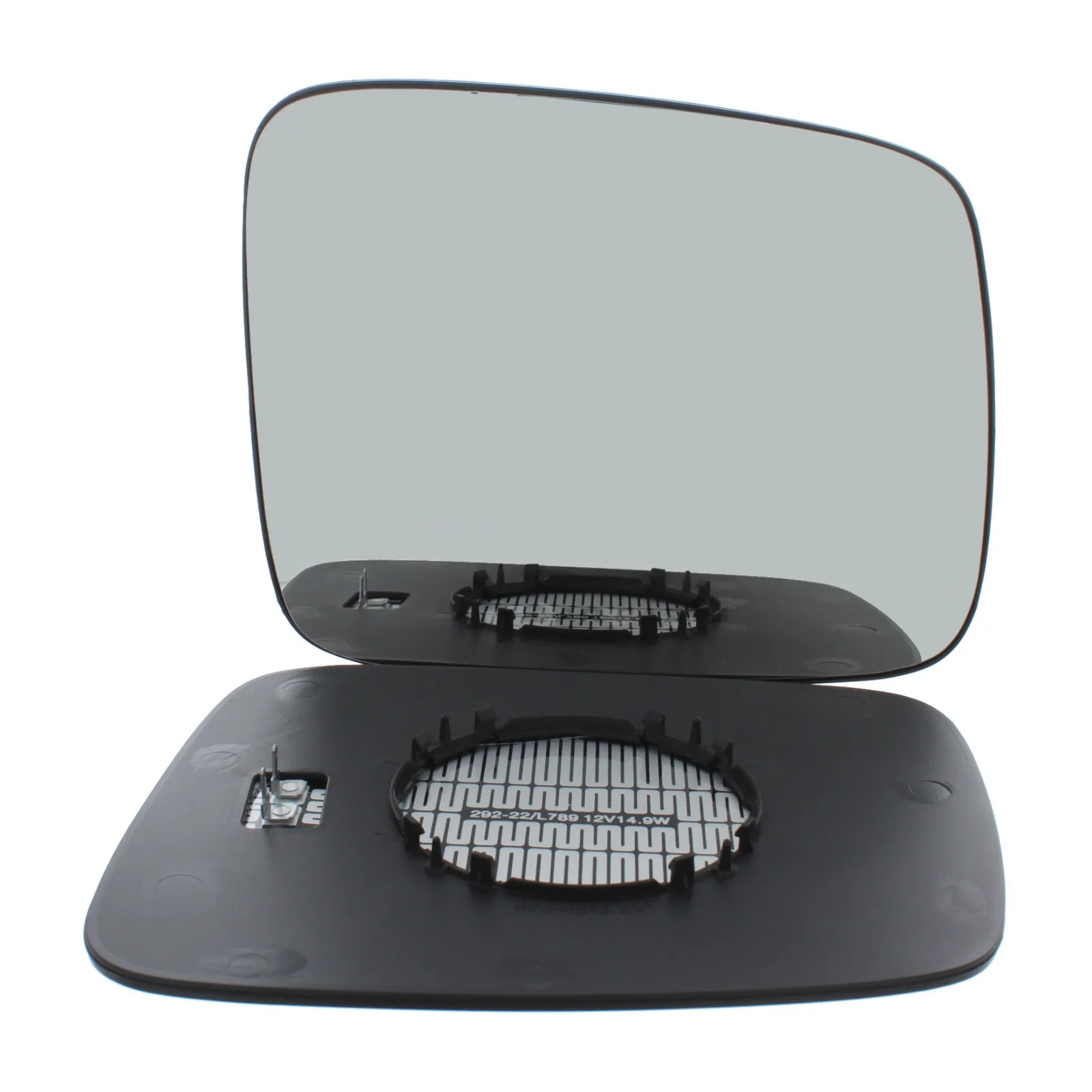 Volkswagen Caravelle Clip-on Wing Mirror Glass 1991-2003 — Heated, Convex, Flat, Chrome — Right Driver Side