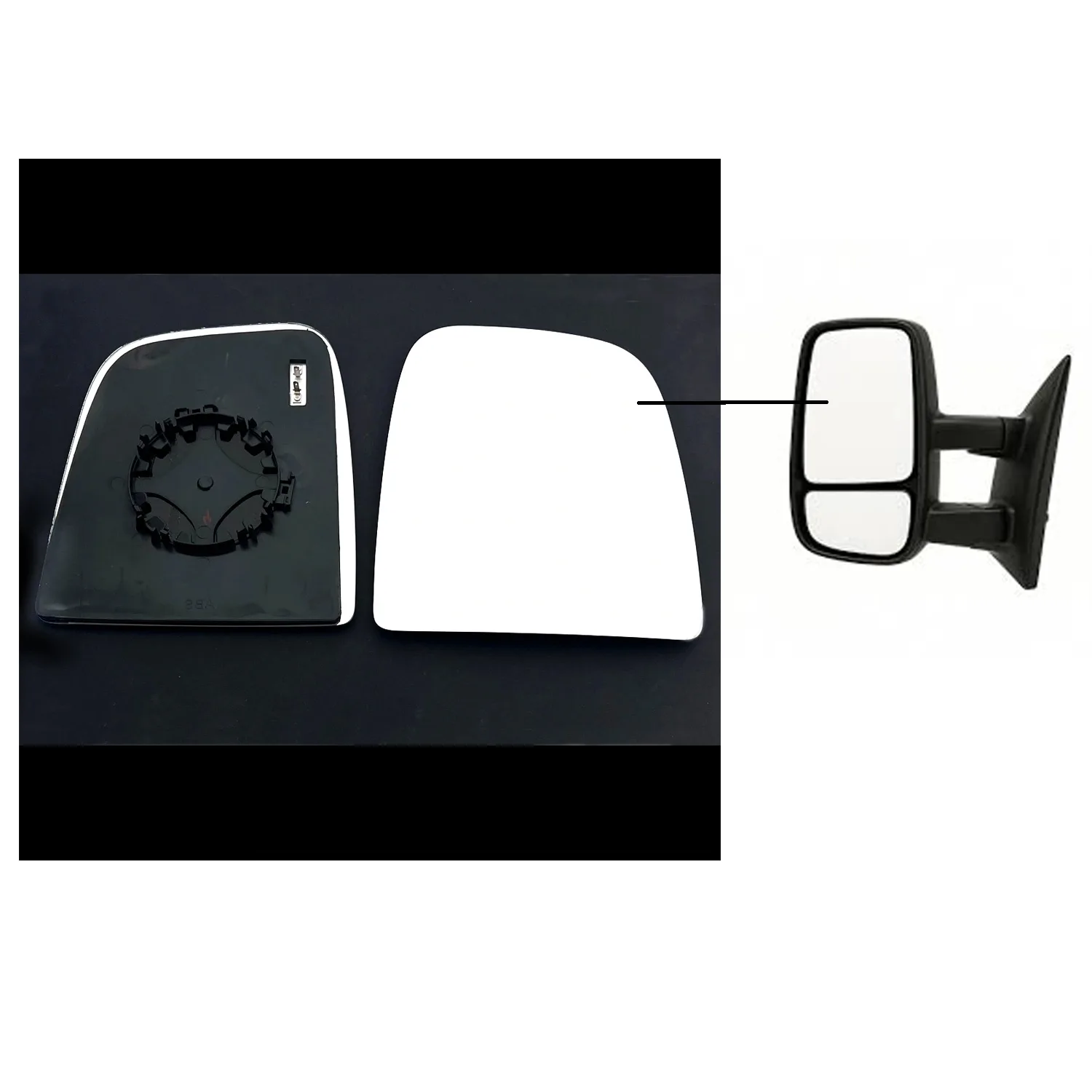 Maxus Deliver 9 Clip-on Wing Mirror Glass 2020 onwards — Heated, Convex — Left Passenger Side