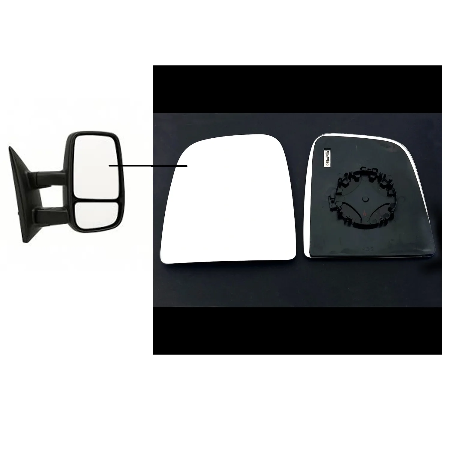 Maxus Deliver 9 Clip-on Wing Mirror Glass 2020 onwards — Heated, Convex — Right Driver Side