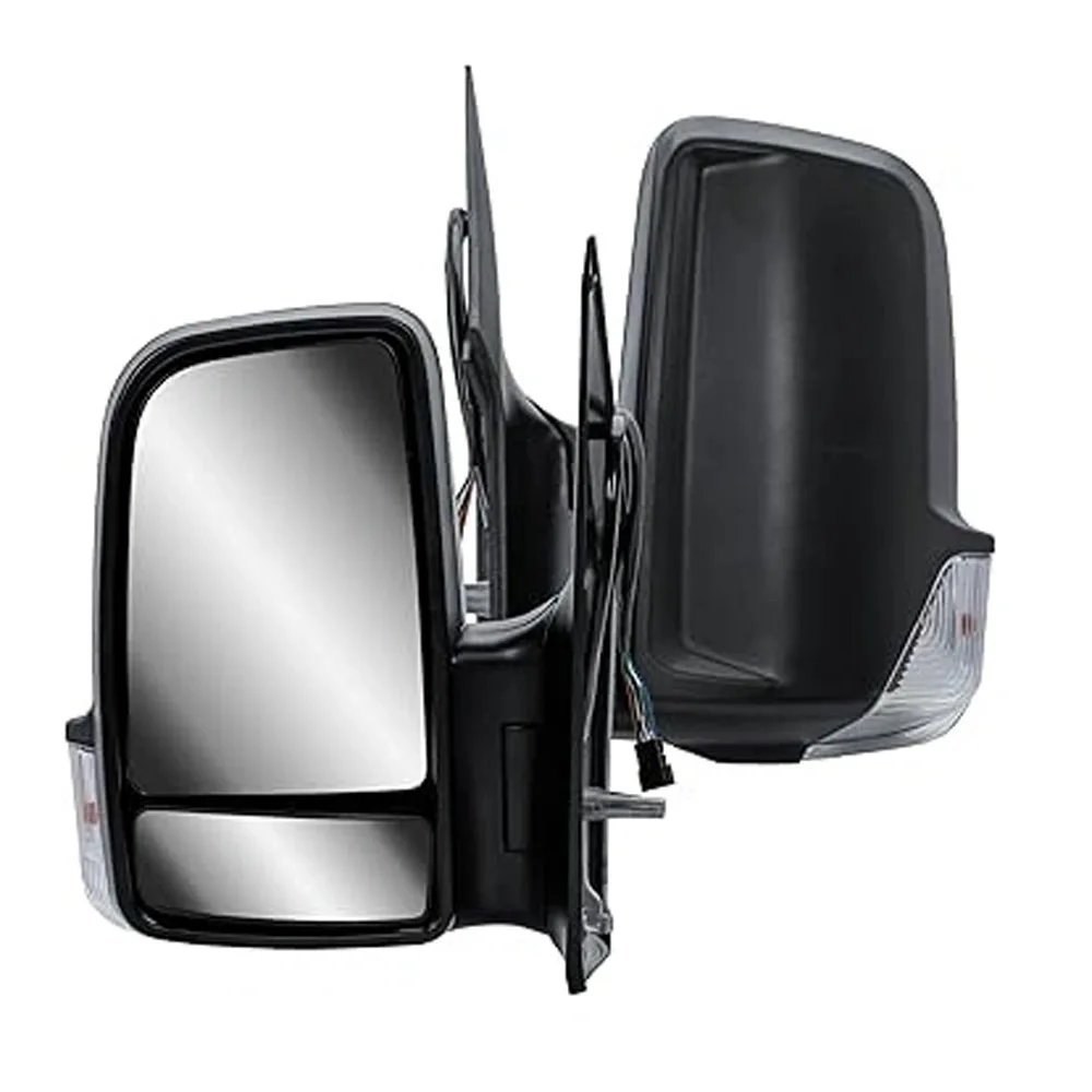 Volkswagen Crafter Complete Wing Mirror Unit 2007-2016 — Manual, Non-heated, Manual Folding, Short Arm, Indicator, Twin Glass, Black Cover — Left Passenger Side