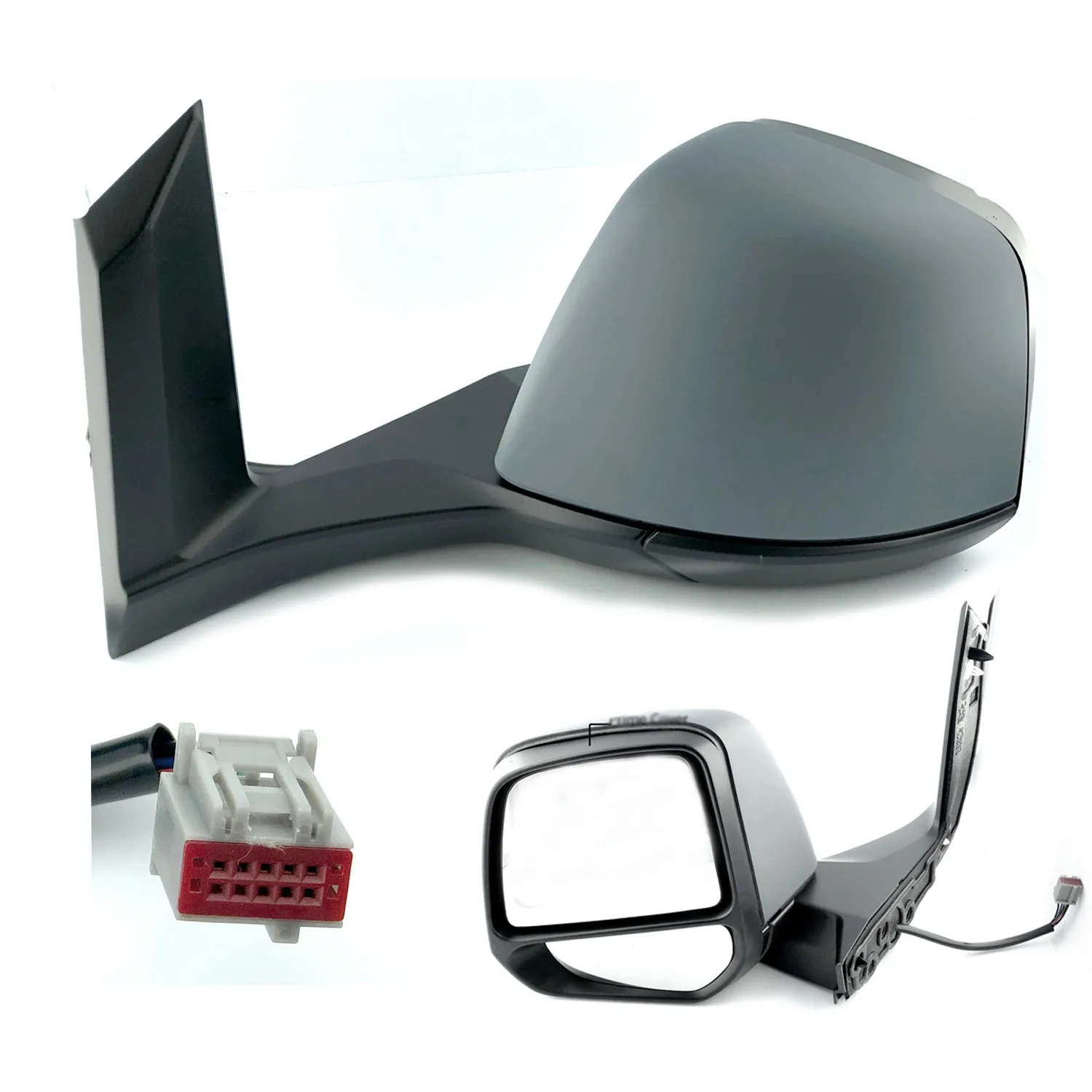 Ford Transit Connect Complete Wing Mirror Unit 2014-2018 — Electric, Heated, Manual Folding, Black Cover — Left Passenger Side
