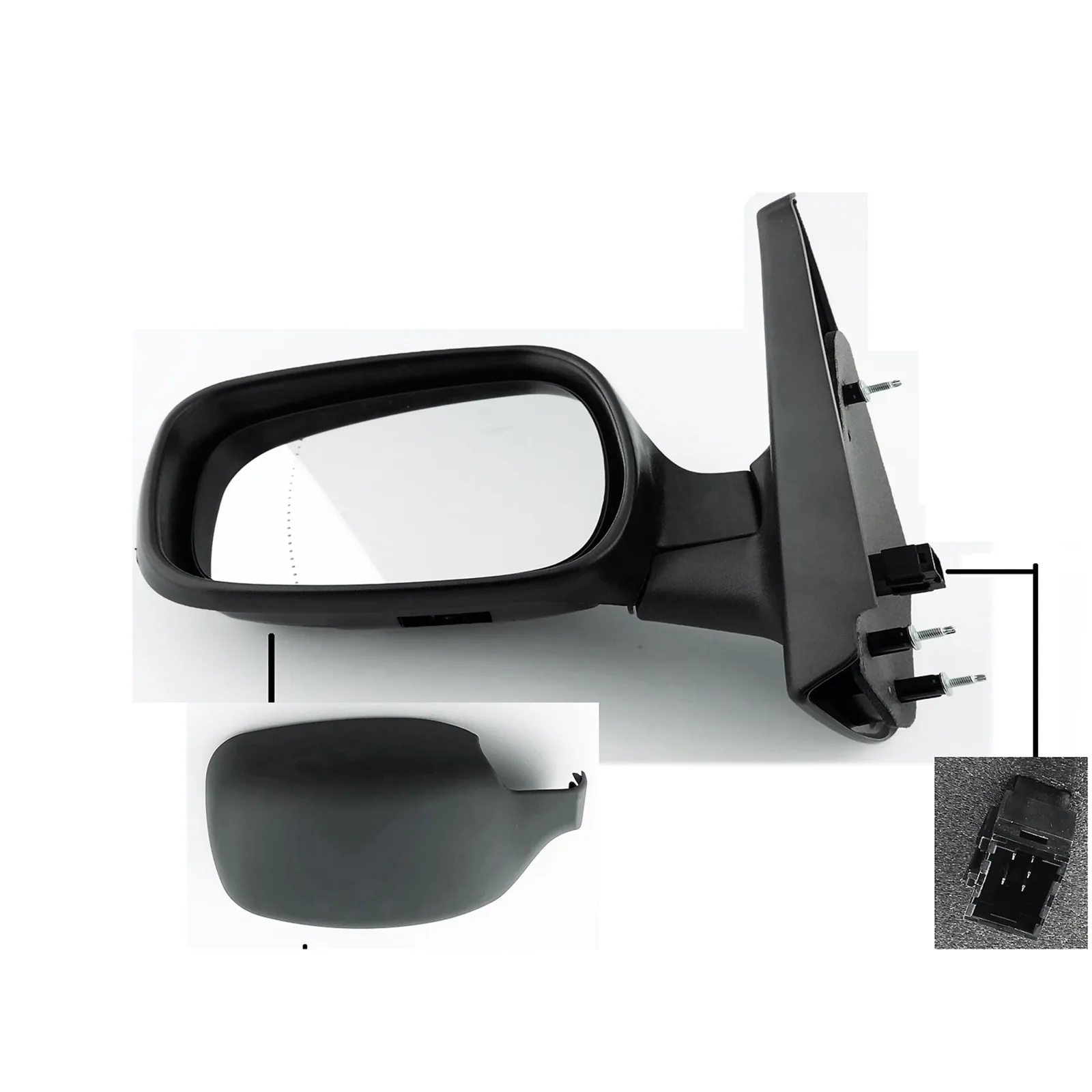 Nissan Kubistar Complete Wing Mirror Unit 2003-2008 — Electric, Heated, Medium Arm — Left Passenger Side
