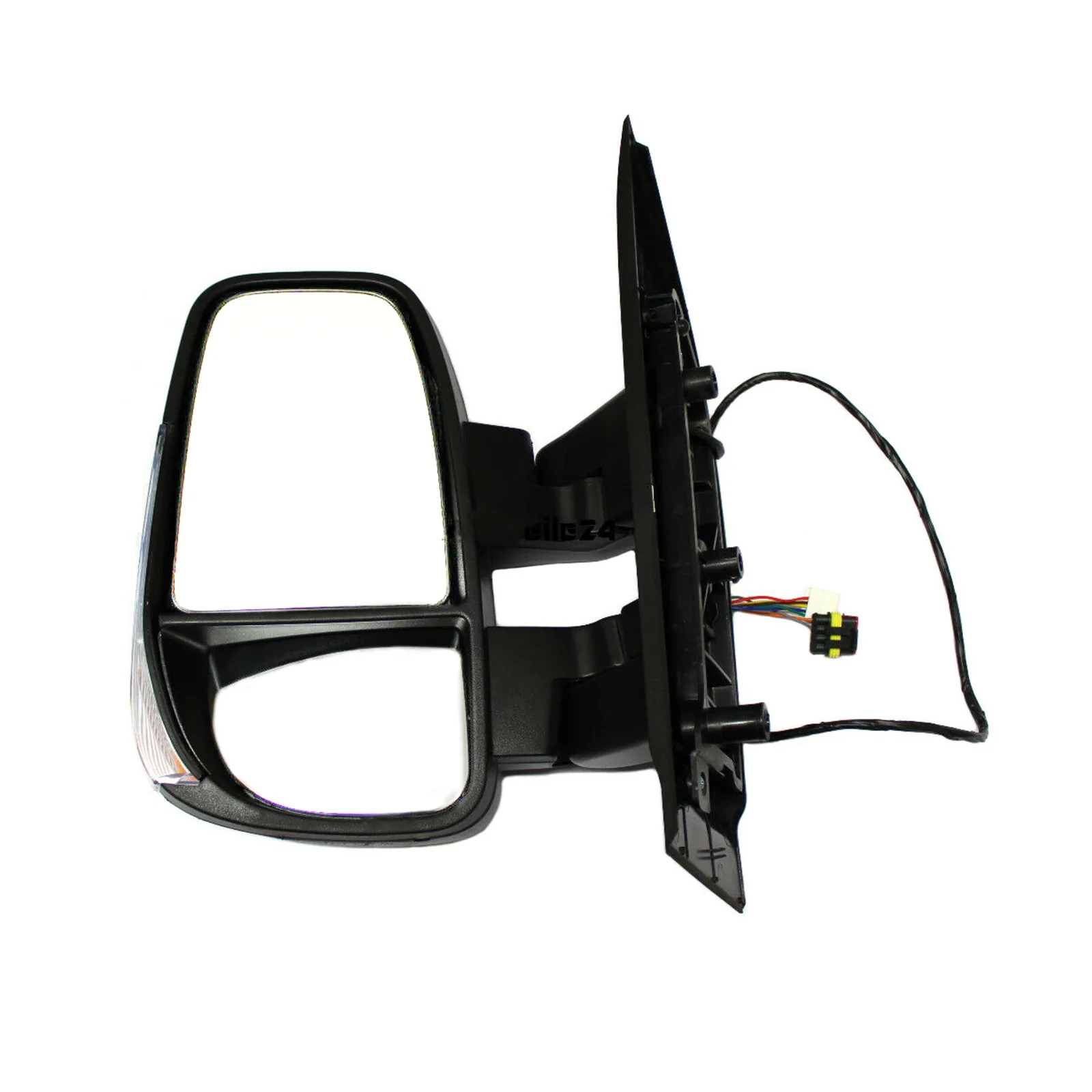 IVECO Daily Complete Wing Mirror Unit 2015-2024 — Electric, Heated, Manual Folding, Short Arm, Indicator, Twin Glass, Black Cover — Left Passenger Side