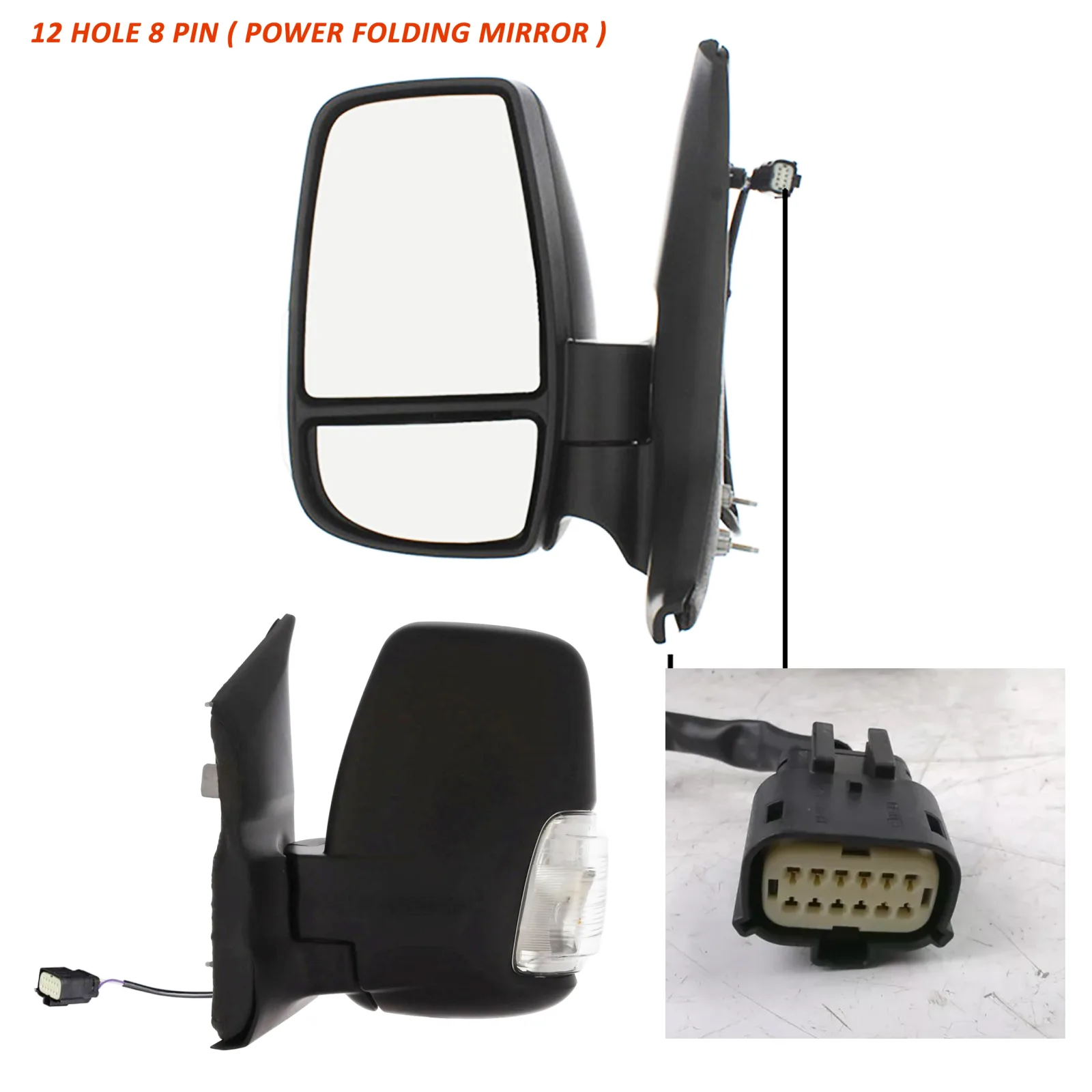 Ford Transit Complete Wing Mirror Unit 2014-2025 — Electric, Power Folding — Left Passenger Side