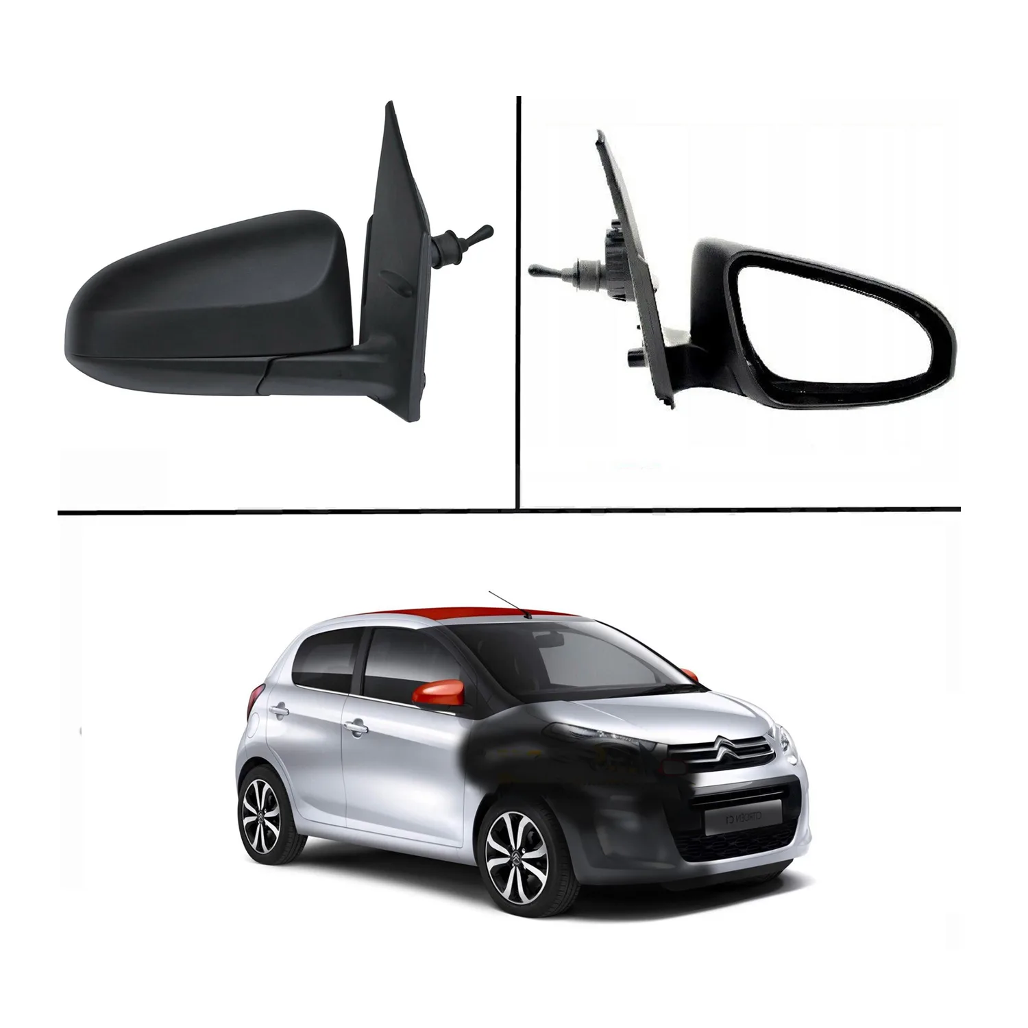 Toyota Aygo Complete Wing Mirror Unit 2014-2024 — Manual — Right Driver Side
