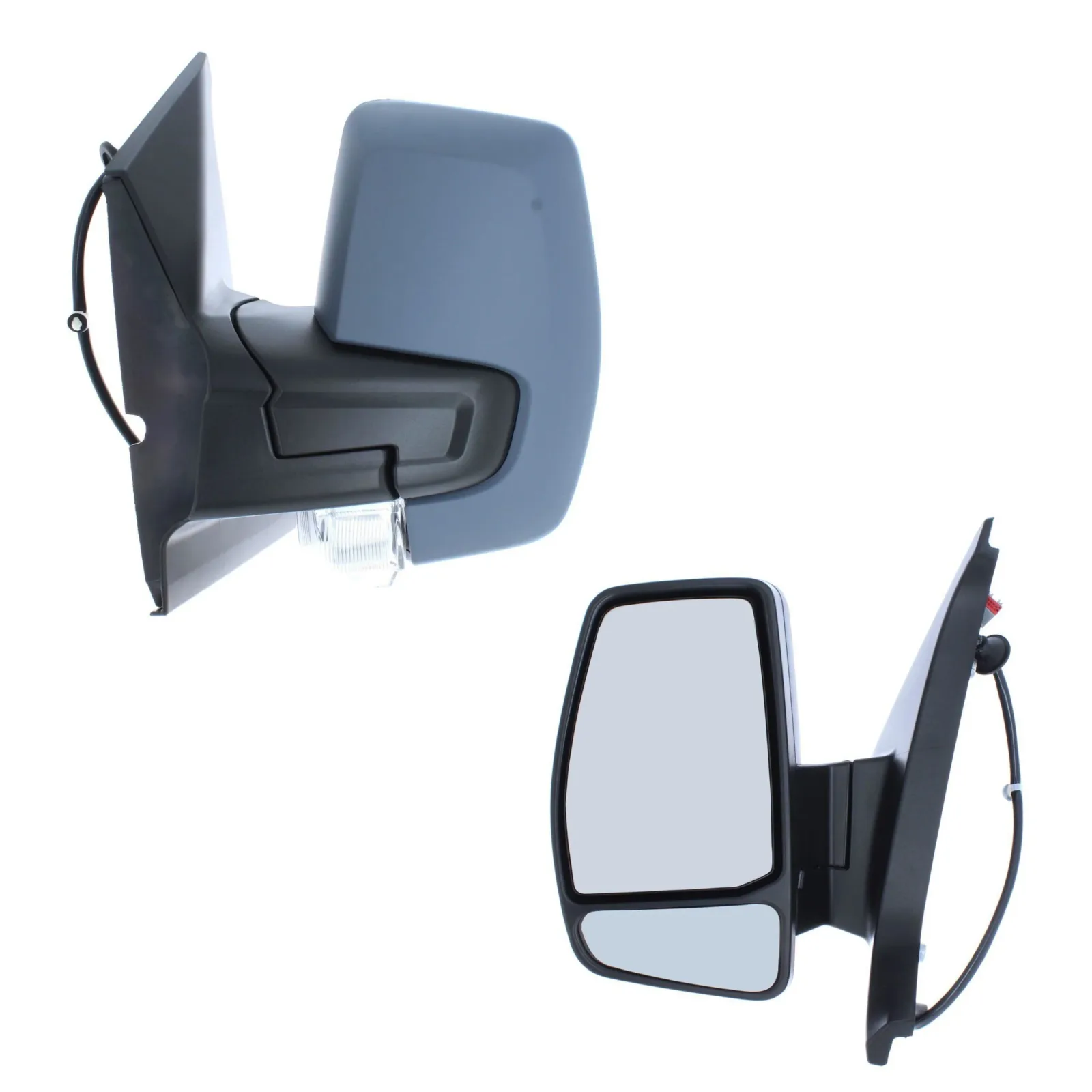 Ford Transit Custom Complete Wing Mirror Unit 2012-2023 — Electric, Non-heated, Power Folding, Indicator, Twin Glass, Primed Cover — Left Passenger Side