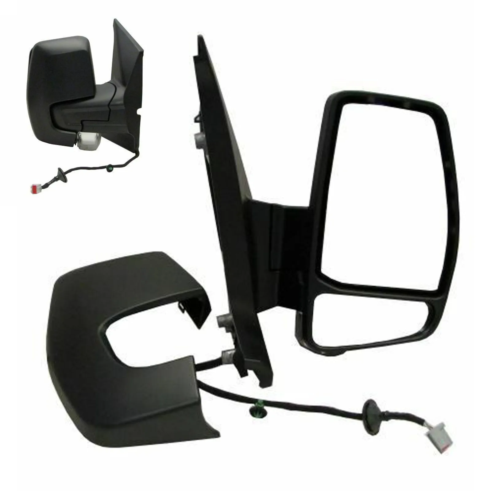 Ford Transit Custom Complete Wing Mirror Unit 2012-2023 — Electric, Heated, Manual Folding, Black Cover — Left Passenger Side