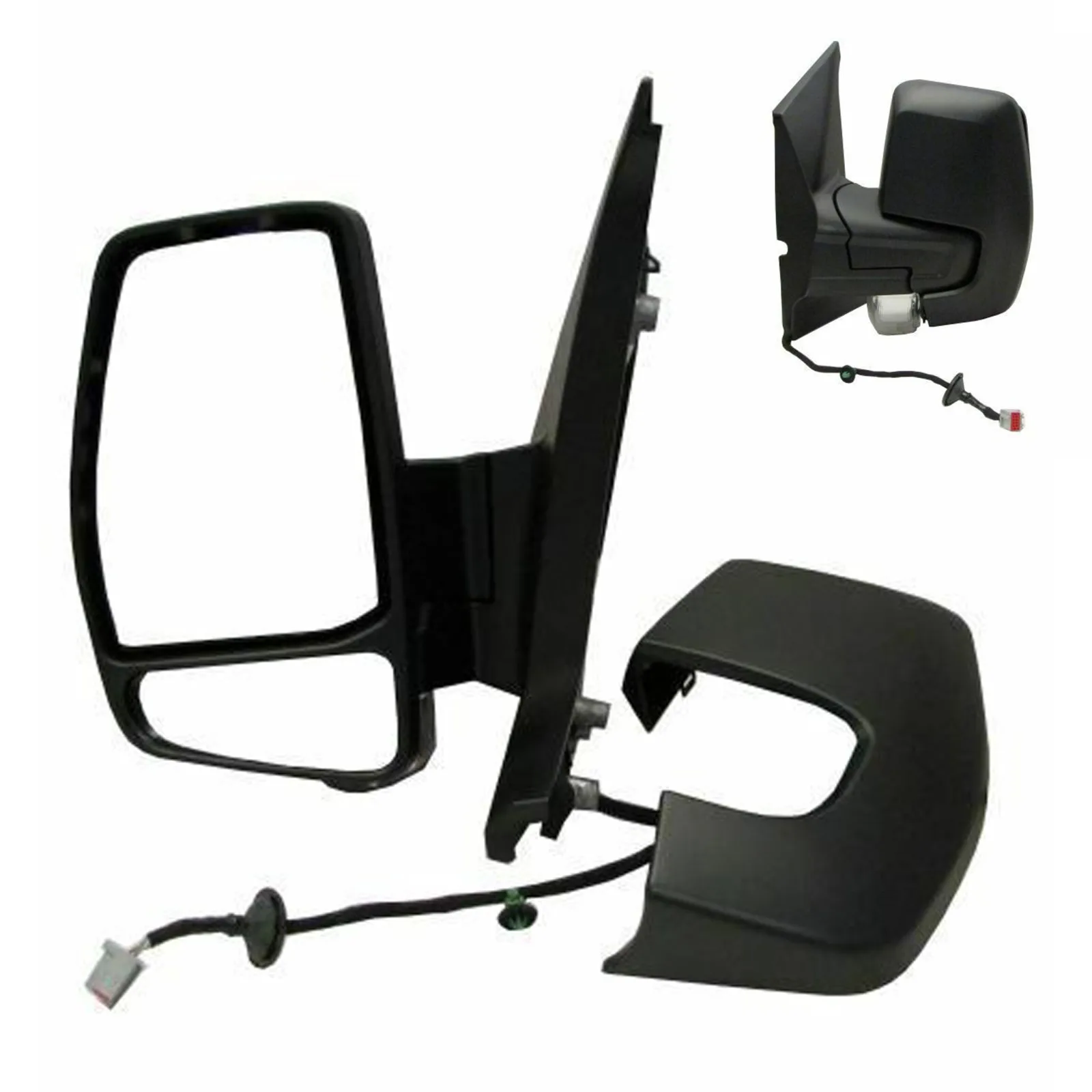 Ford Transit Custom Complete Wing Mirror Unit 2012-2023 — Electric, Heated, Manual Folding, Black Cover — Right Driver Side