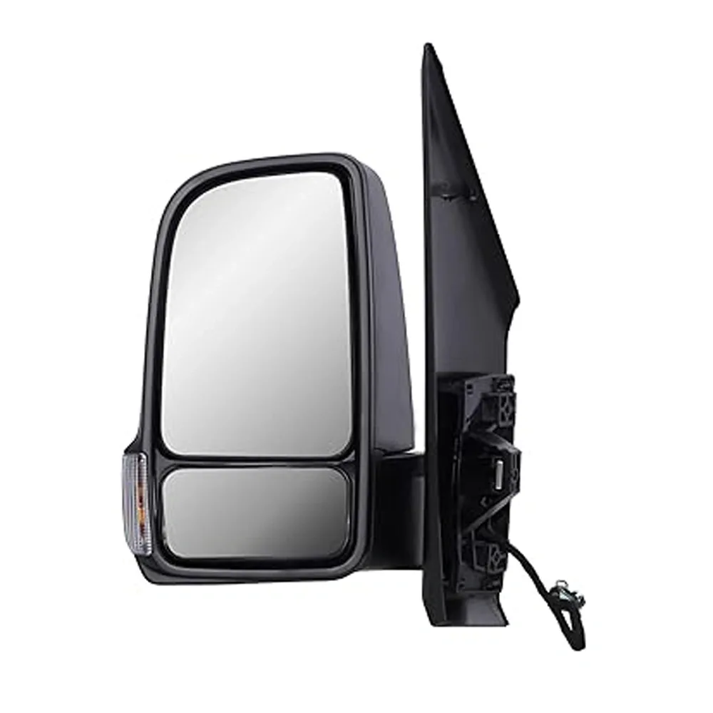 Mercedes Sprinter Complete Wing Mirror Unit 2018-2024 — Manual, Heated, Manual Folding, Short Arm, Indicator, Twin Glass, Black Cover — Left Passenger Side