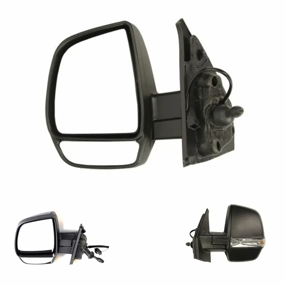 Fiat Doblo Complete Wing Mirror Unit 2009-2022 — Manual, Non-heated, Indicator, Twin Glass, Black Cover — Left Passenger Side