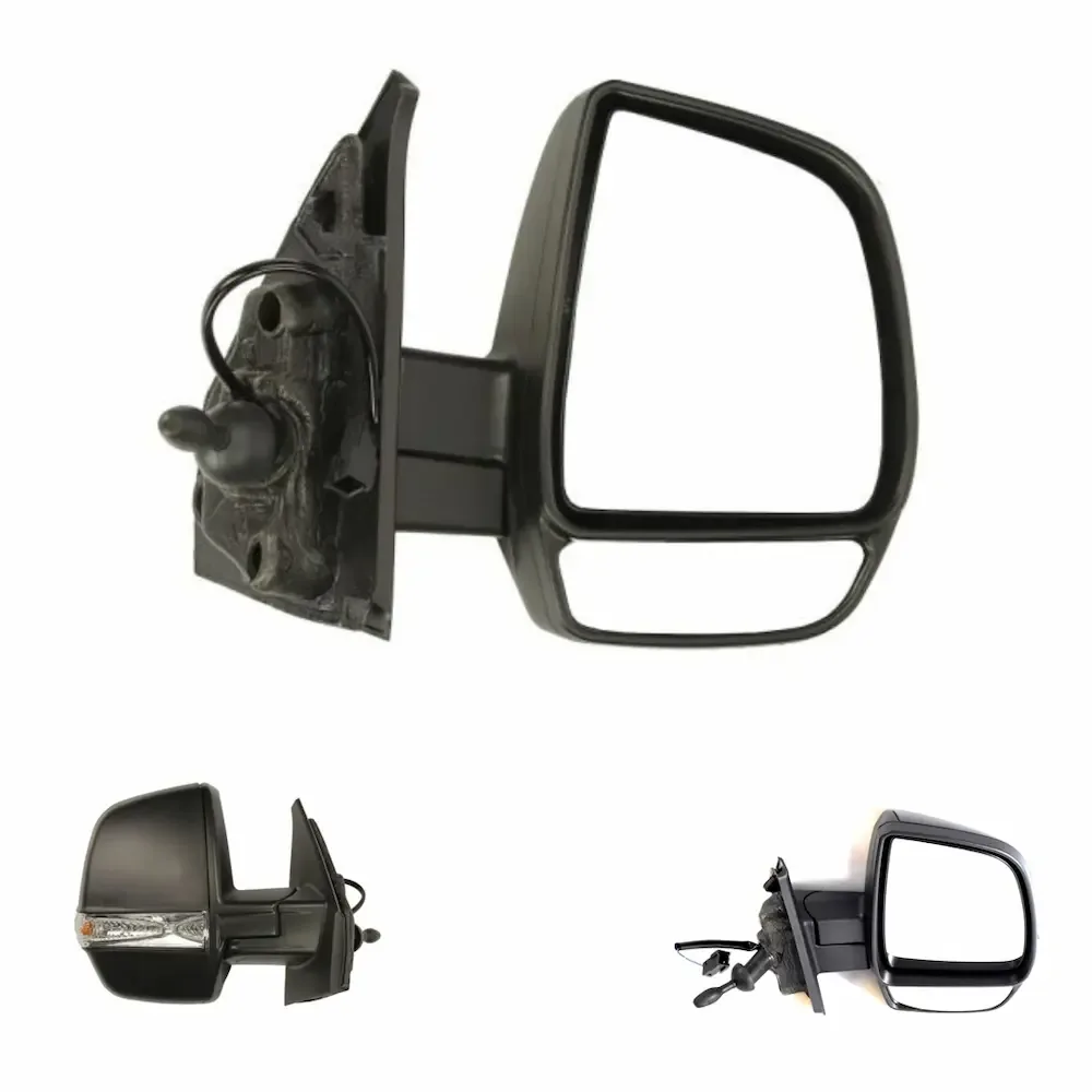 Fiat Doblo Complete Wing Mirror Unit 2009-2022 — Manual, Non-heated, Indicator, Twin Glass, Black Cover — Right Driver Side