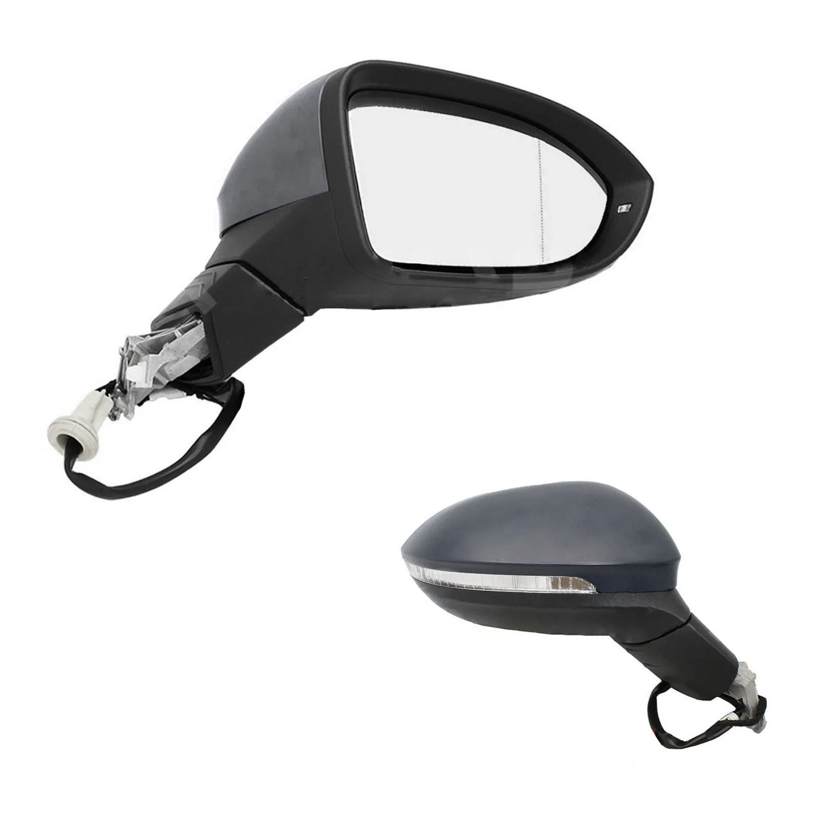 Volkswagen Golf Complete Wing Mirror Unit 2021 onwards — Electric, Heated, Manual Folding, Indicator, LED, Wide Angle, Primed Cover — Right Driver Side