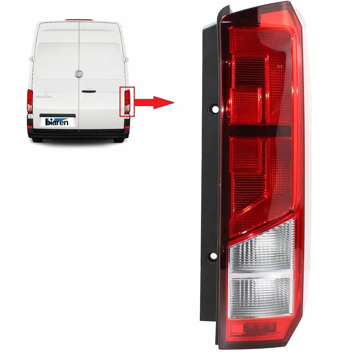 MAN MAN TGE Rear Lamp Light 2016-2024 — Non-LED, Clear Lens, Chassis Cab — Right Driver Side